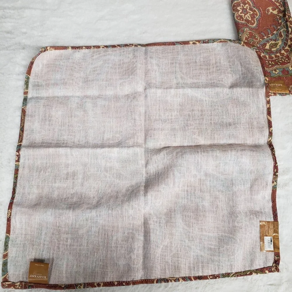 Harvest Season Nutmeg Paisley Boho Thanksgiving Holiday Dinner Napkins x4 NWT